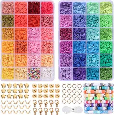 Clay beads sets - Quefe Clay Beads Kit, 3340pcs, 15 Macaron Colors, Sweet Polymer Clay Beads, Clay Bead Bracelet Kit, Charm Set Jewelry Making, Craft Set for Adults. Quefe Clay Beads for Bracelet Making, Polymer Heishi Beads Kit Crafts Kit with Smile Beads Pendant Charms Letter Beads, Gift for Girls 8-12.